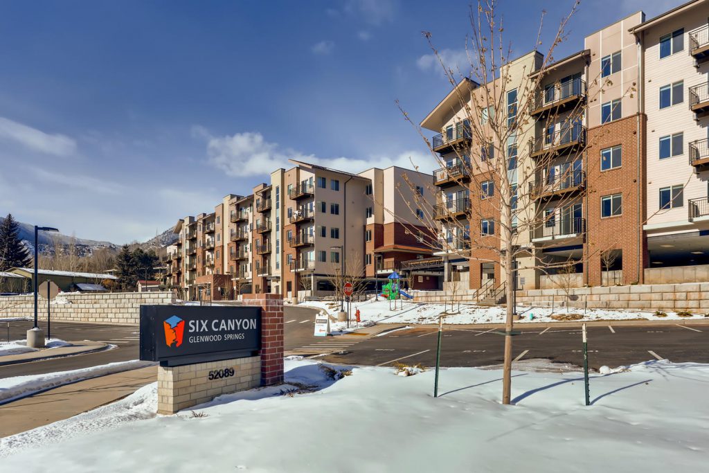 Front view exterior of Six Canyon Apartments in Glenwood Springs
